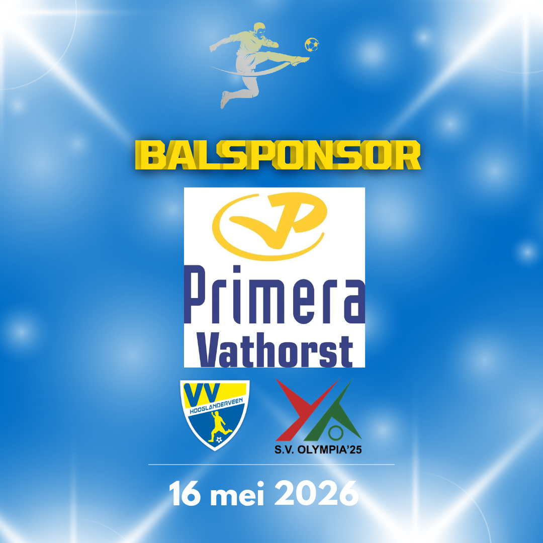 Zaterdag 16 mei de laatste thuiswedstrijd van dit reguliere seizoen is Primera Vathorst de balsponsor.
